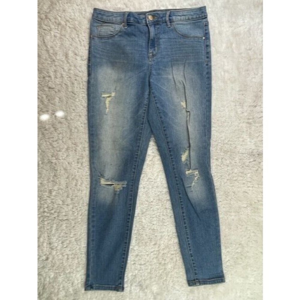 Mossimo Size 6 28 Womens Jeans High Rise Jegging Distressed Skinny Light Wash